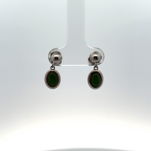 Sterling Silver 6X4MM Jade Drop Earrings