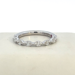 14K White Gold East West Marquise Diamond Band