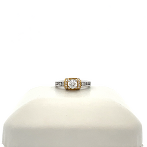 14k White and Yellow Gold Engagement Ring with Round Center