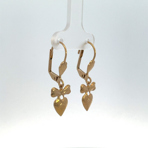 Gold Plated Leverback Heart/Bow Earrings