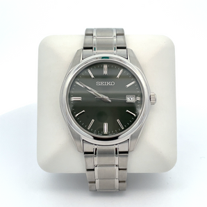 Gent's Essentials Stainless Steel Seiko Watch with Green Dial