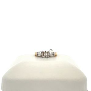 14k White and Yellow Gold Engagement Ring with 3 Marquise Center