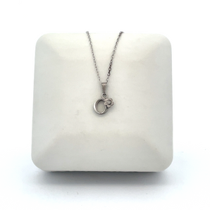 Sterling Silver 15in Initial Necklace - O