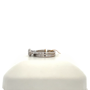 14k White Gold Engagement Ring and Band with Cluster Center