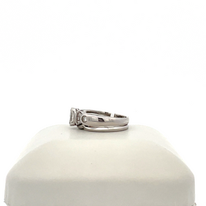 14k White Gold Engagement Ring and Band with Round Center and Baguette Accents