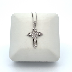 Sterling Silver Cubic Zirconia Cross Necklace