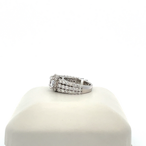 14k White Gold Engagement Ring with Cubic Zirconia Cushion Center