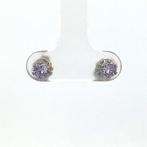 Sterling Silver 4Mm Lavendar CZ Stud Earrings