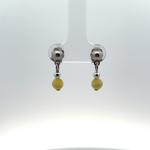 Sterling Silver 1/2B Optic Yellow Dangling Earrings