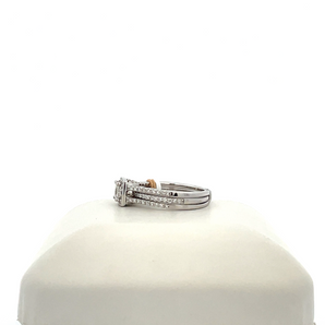 14k White Gold Engagement Ring with Princess Center and Halo
