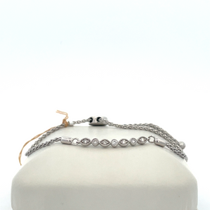 Sterling Silver Cubic Zirconia Adjustable Bracelet