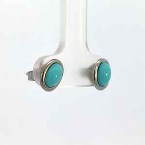 Sterling Silver 6X4 Turquoise Stud Earrings