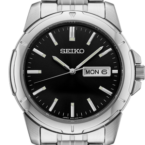 Gents Silver Essentials Seiko Dress Watch with Black Dial