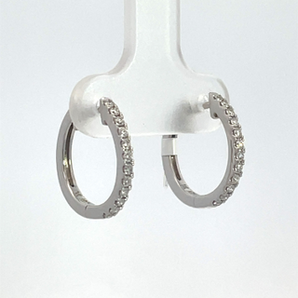14K White Diamond Huggies Earrings