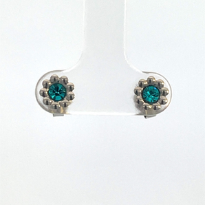 Sterling Silver December Simulated Daisy Stud Earrings