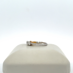 14k White and Yellow Gold Engagement Ring with 3 Round Centers
