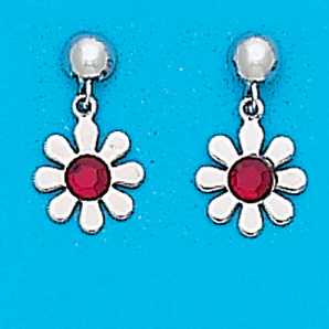 Sterling Silver January Daisy Drop Earrings