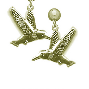 Gold Plated Hummingbird Dangling Earrings