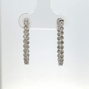 14K White Gold Diamond Hoop Earrings