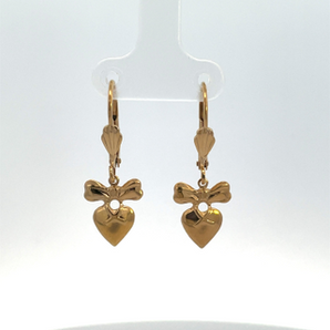 Gold Plated Leverback Heart/Bow Earrings