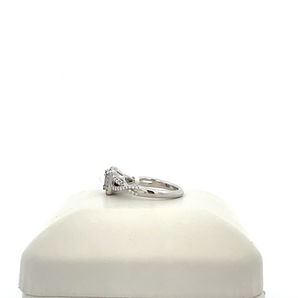 14k White Gold Engagement Ring with Baguette Center