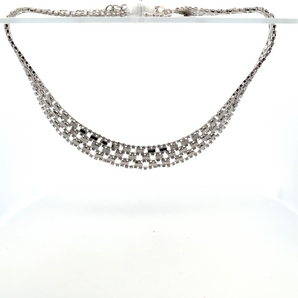 Sterling Silver Three Row Cubic Zirconia Necklace