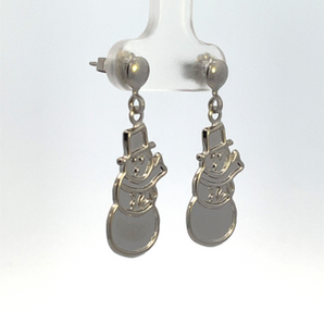 Sterling Silver Snowman Drop Earrings