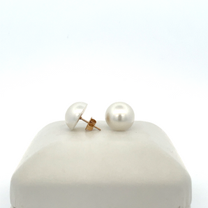 Yellow Plated Simulated Pearl Stud Earrings