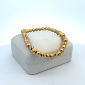 Stainless Steel Polished Yellow IP 6MM Beaded 8.25" Bracelet