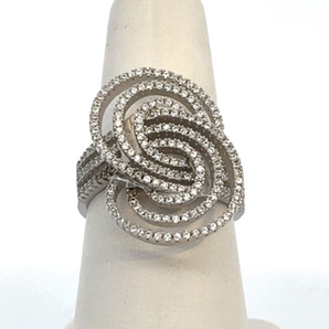 Sterling Silver Clear CZ Pave Swirl Ring
