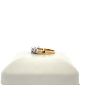 14k White and Yellow Gold Engagement Ring with 3 Marquise Center