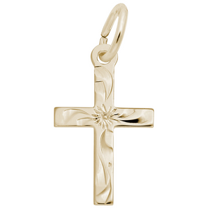 Sterling Silver Gold Plated Small Flared Cross Charm