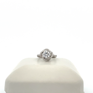 14k White Gold Engagement Ring with Cubic Zirconia Round Center